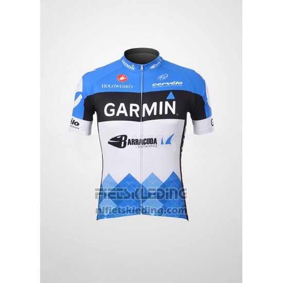 2012 Fietskleding Garmin Cervelo Wit en Azuur Korte Mouwen en Koersbroek